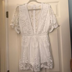 Honey Punch White Lace Romper Size L